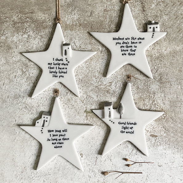 Hanging Porcelain Star - Lovely Friend Like You