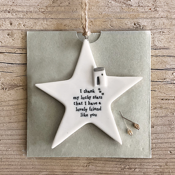 Hanging Porcelain Star - Lovely Friend Like You