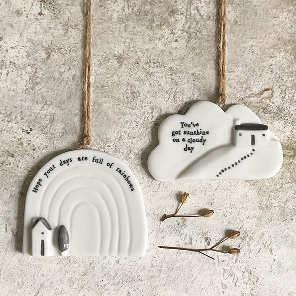 Hanging Porcelain Cloud - Sunshine on a Cloudy Day