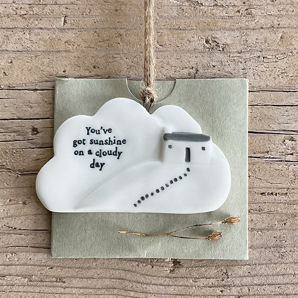 Hanging Porcelain Cloud - Sunshine on a Cloudy Day