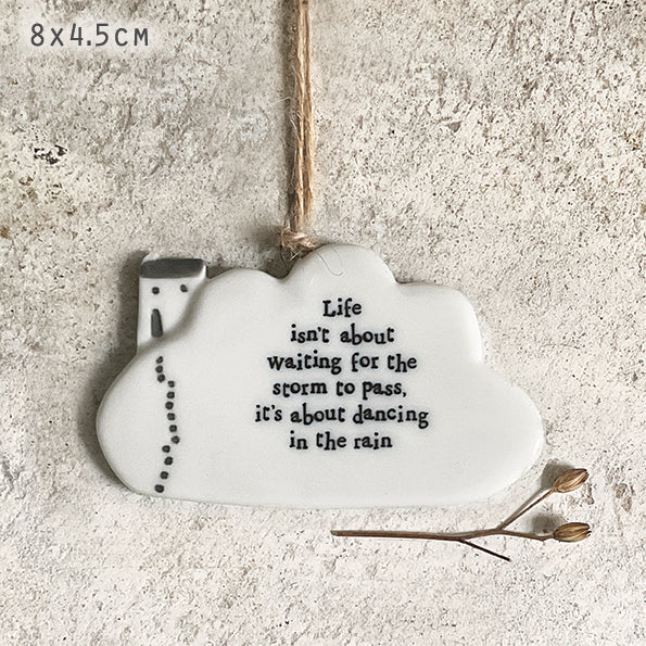 Hanging Porcelain Cloud - Dancing in the Rain