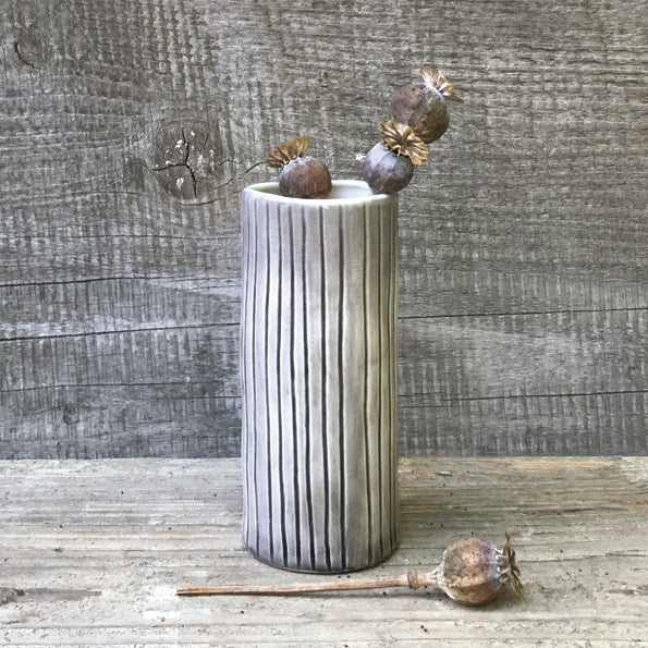 Hand Painted Small Vase - Scratched Lines