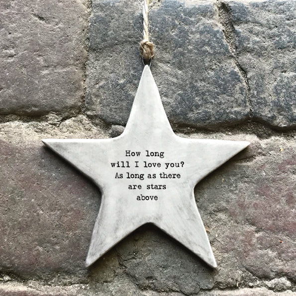 Rustic Hanging Star - How Long Will I Love You