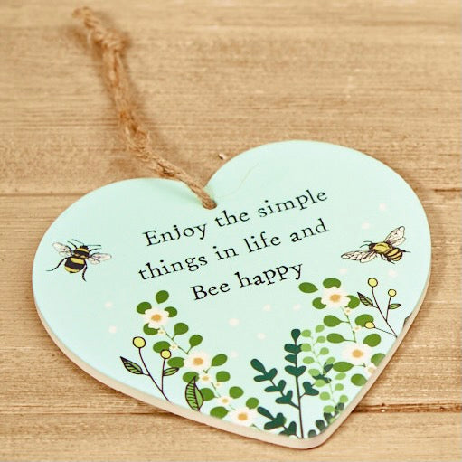 Hanging Ceramic Heart - Bee Happy