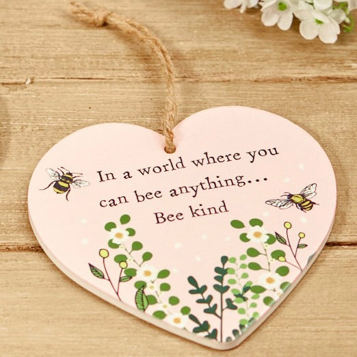 Hanging Ceramic Heart - Bee Kind
