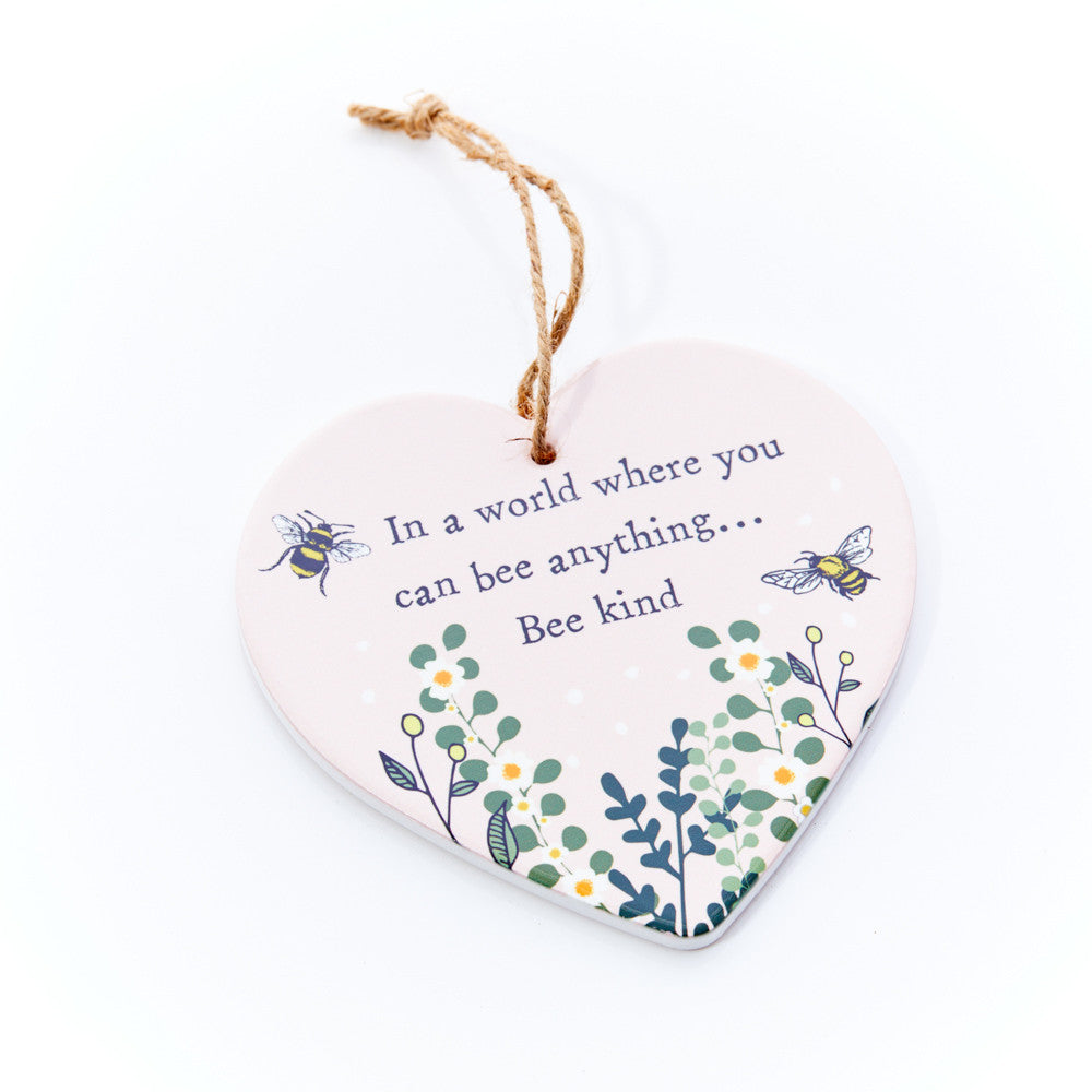Hanging Ceramic Heart - Bee Kind