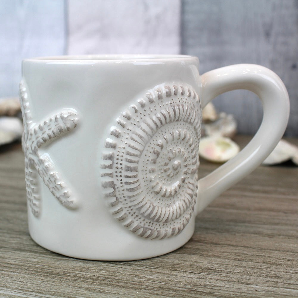 Ivory Ceramic Mug - Starfish & Shells