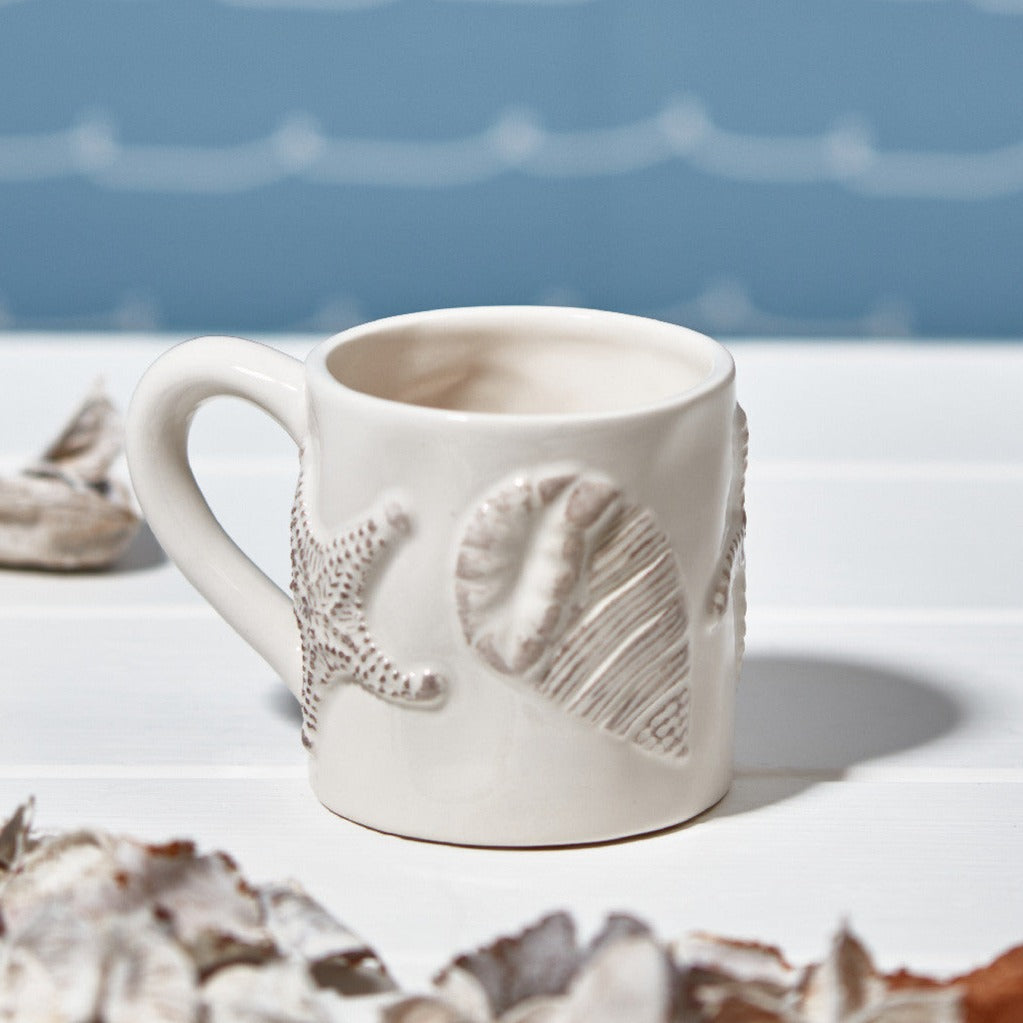 Ivory Ceramic Mug - Starfish & Shells