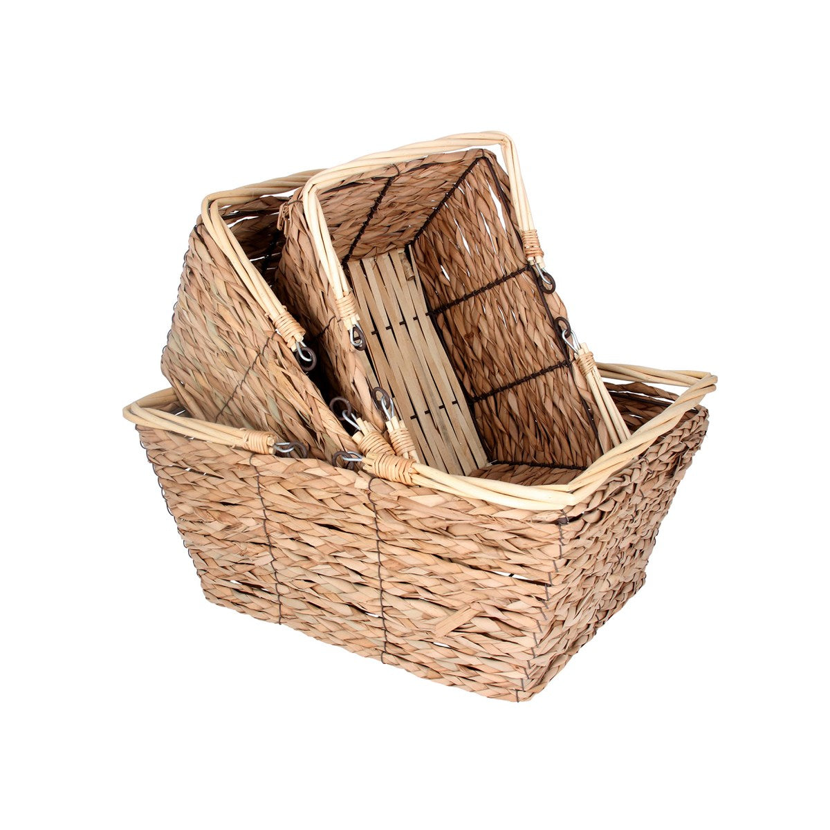 Straw Wire Baskets - Set of 3