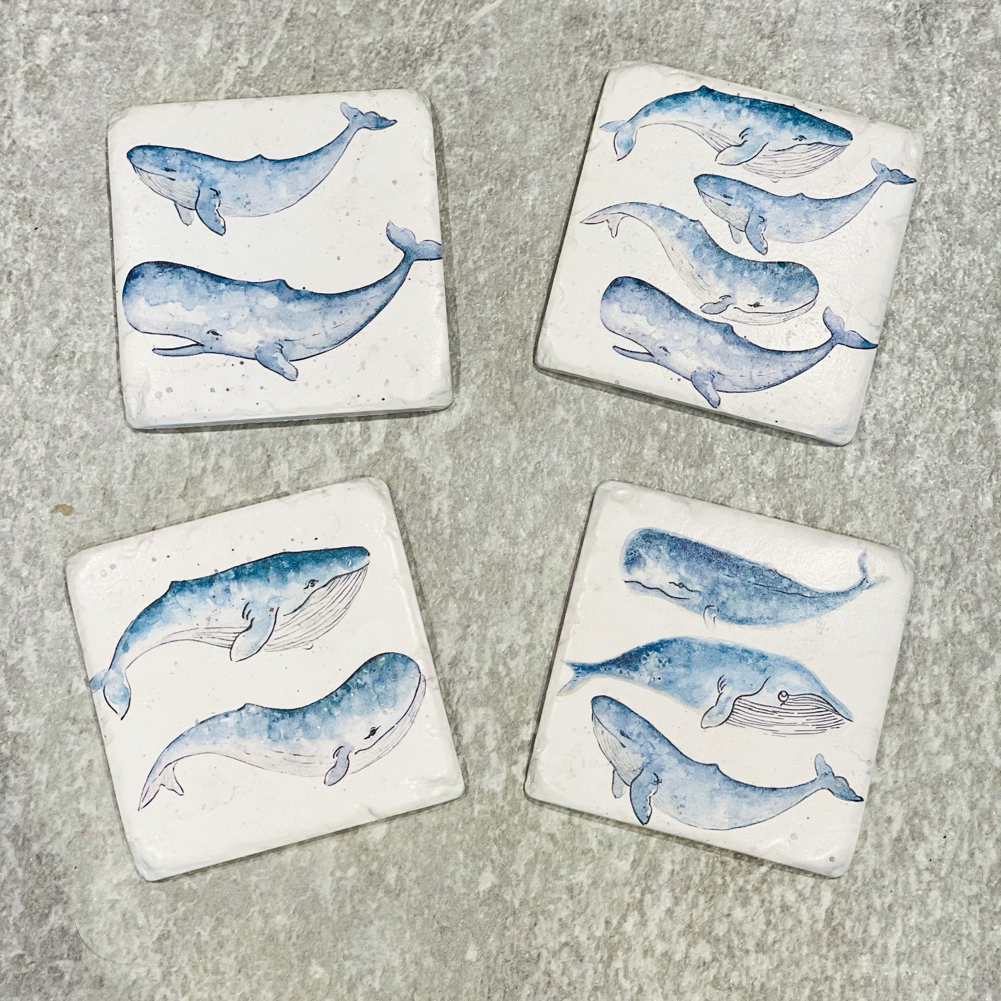 4 Resin Coasters - Whales