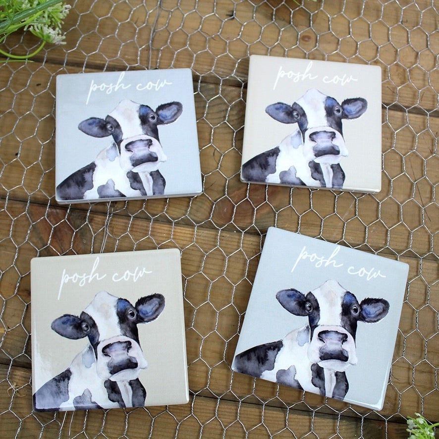 Set of 4 Coasters - Posh Cow