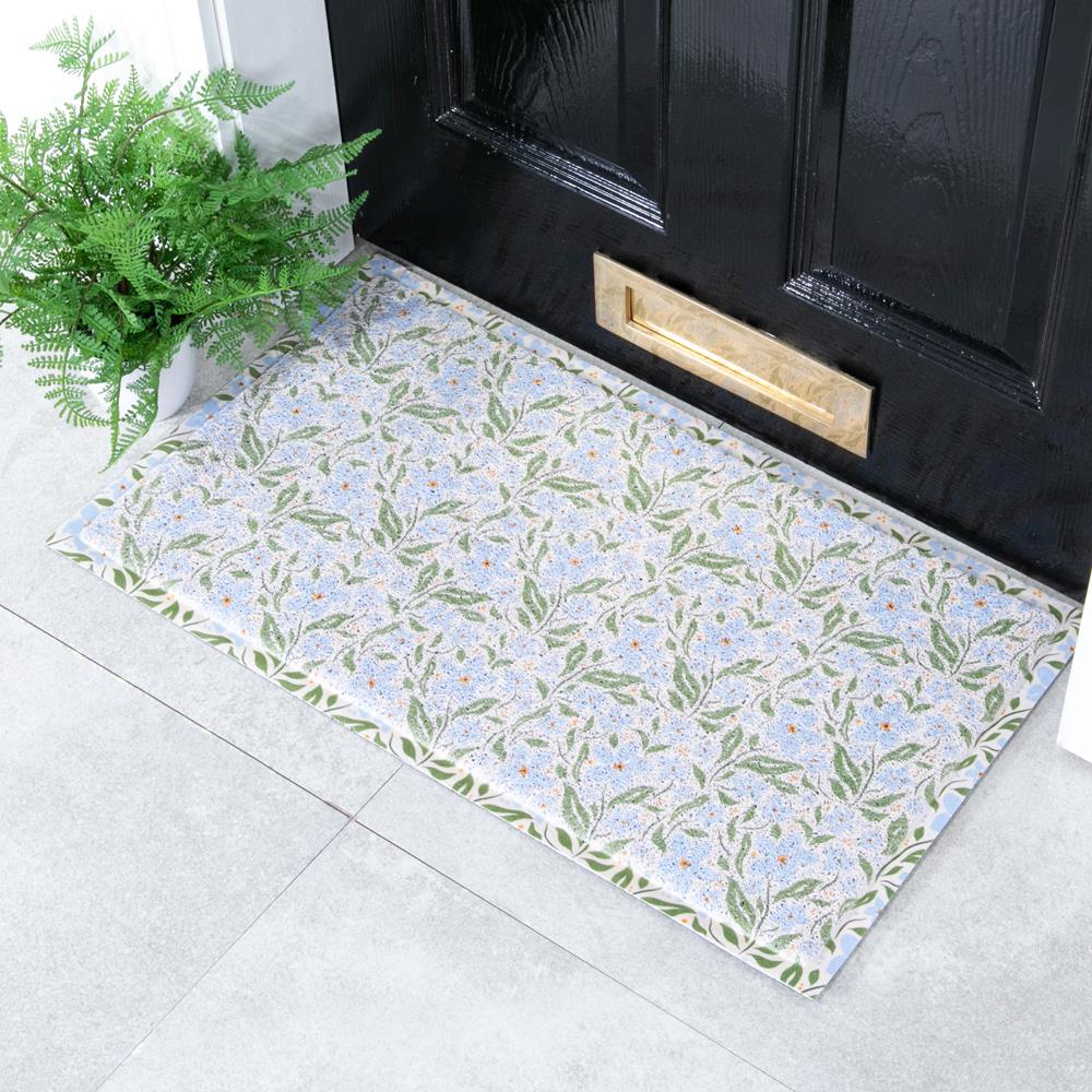 Blue Floral Doormat