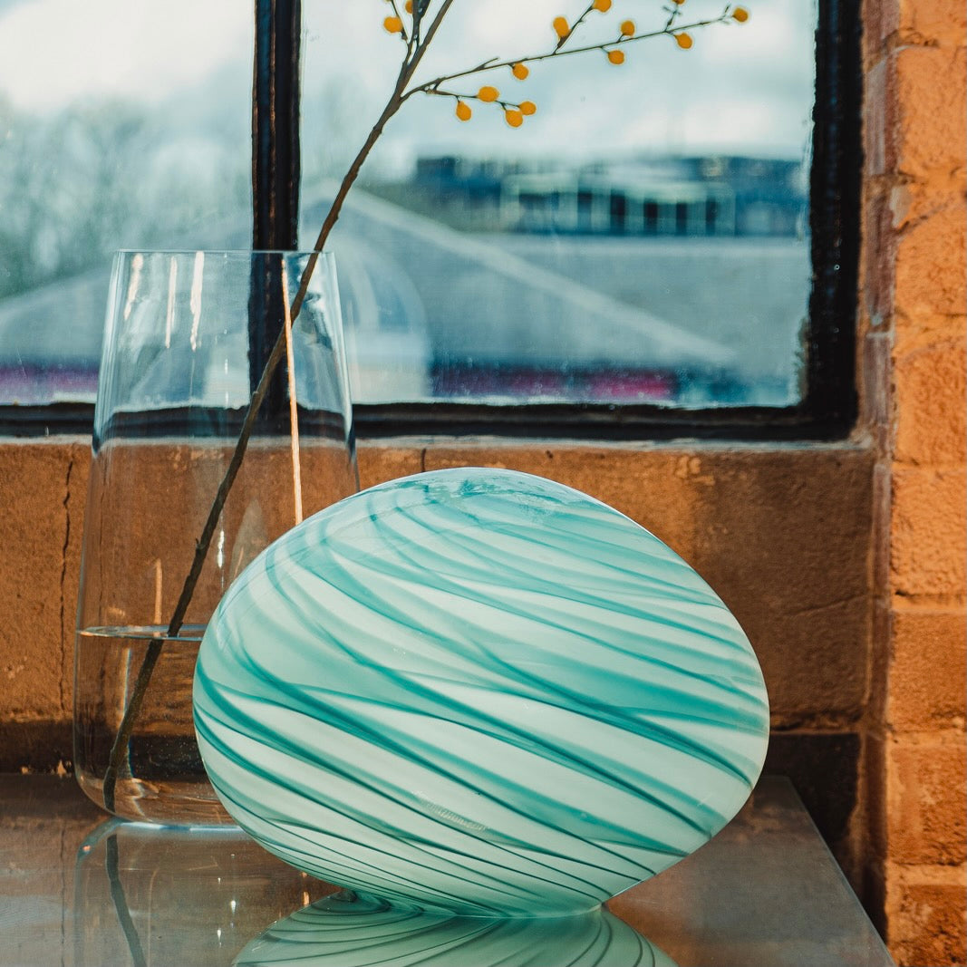 Pebble Glass Glow Lamp - Blue Lagoon