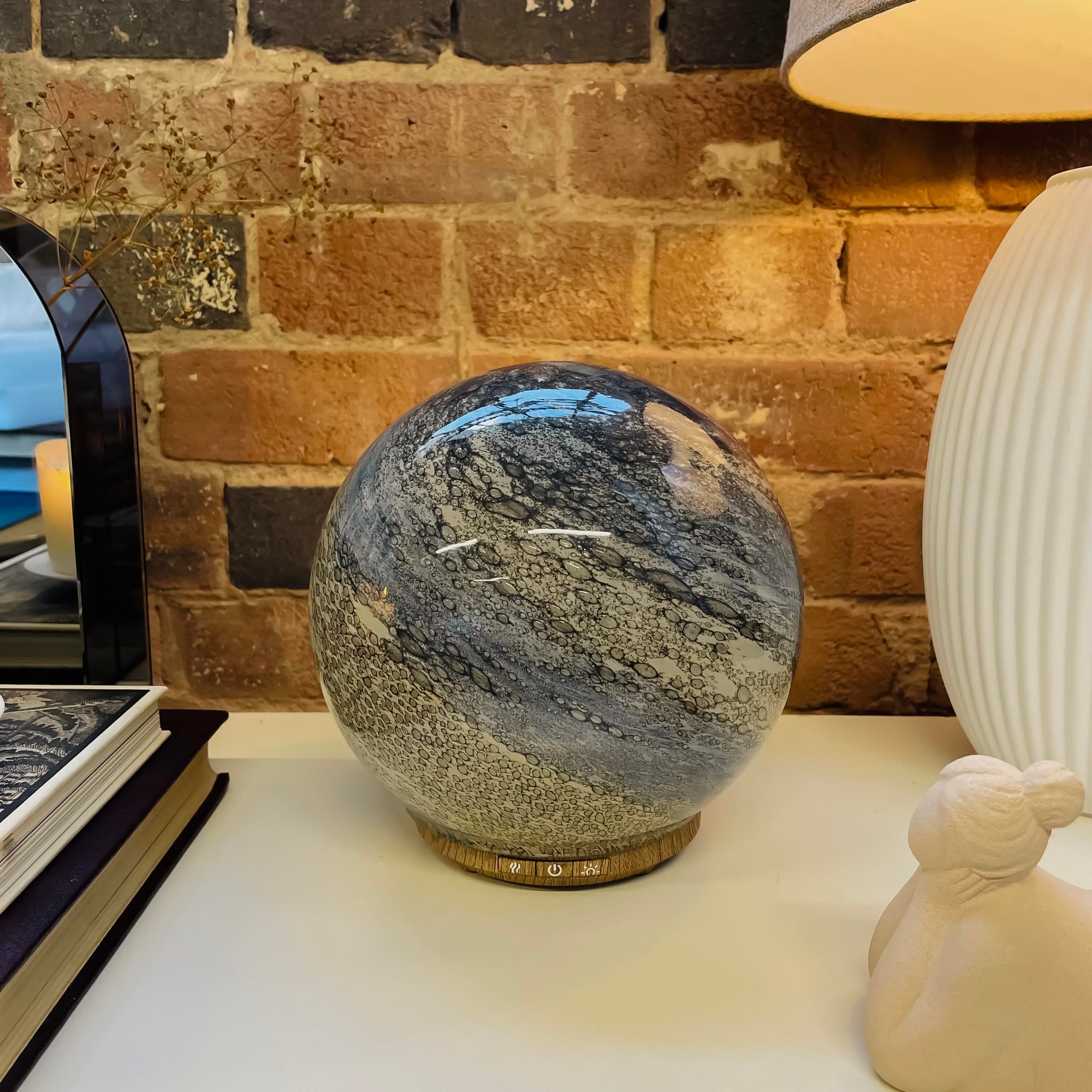 Round Glass Glow Lamp and Diffuser - Sand & Sea