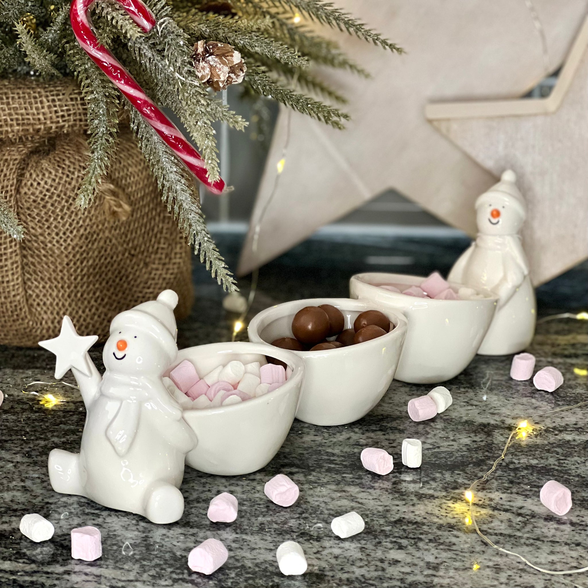 Triple Snack Bowl - Snowmen