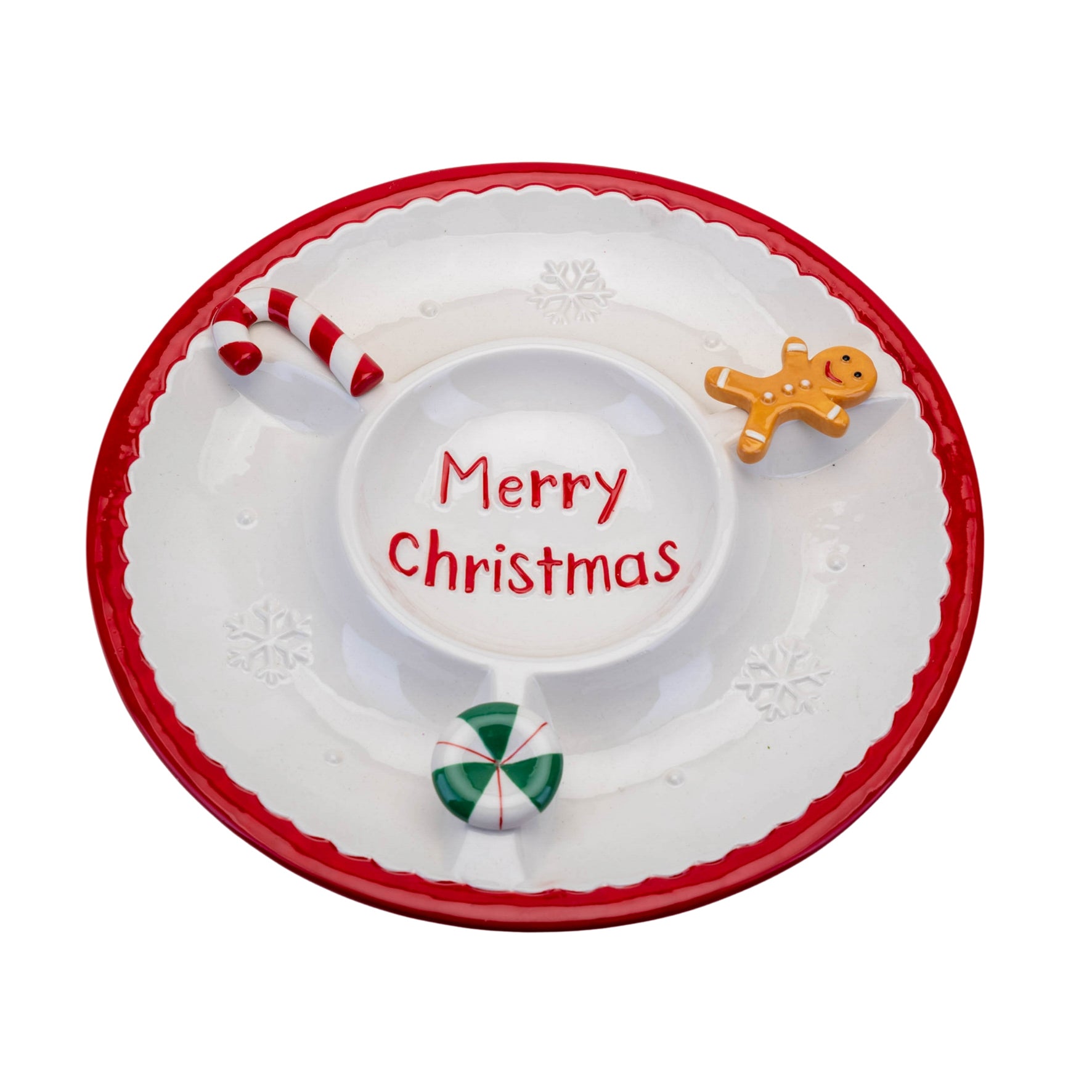 Ceramic Festive Serving Plate - 3 Section